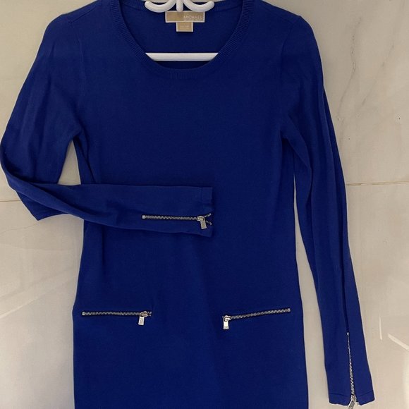 Michael Kors Blue Sweater Dress Long Sleeves Round Neck Size XS - Picture 7 of 8